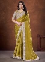 Banarasi Crush Silk Green Party Wear Sequence Work Saree